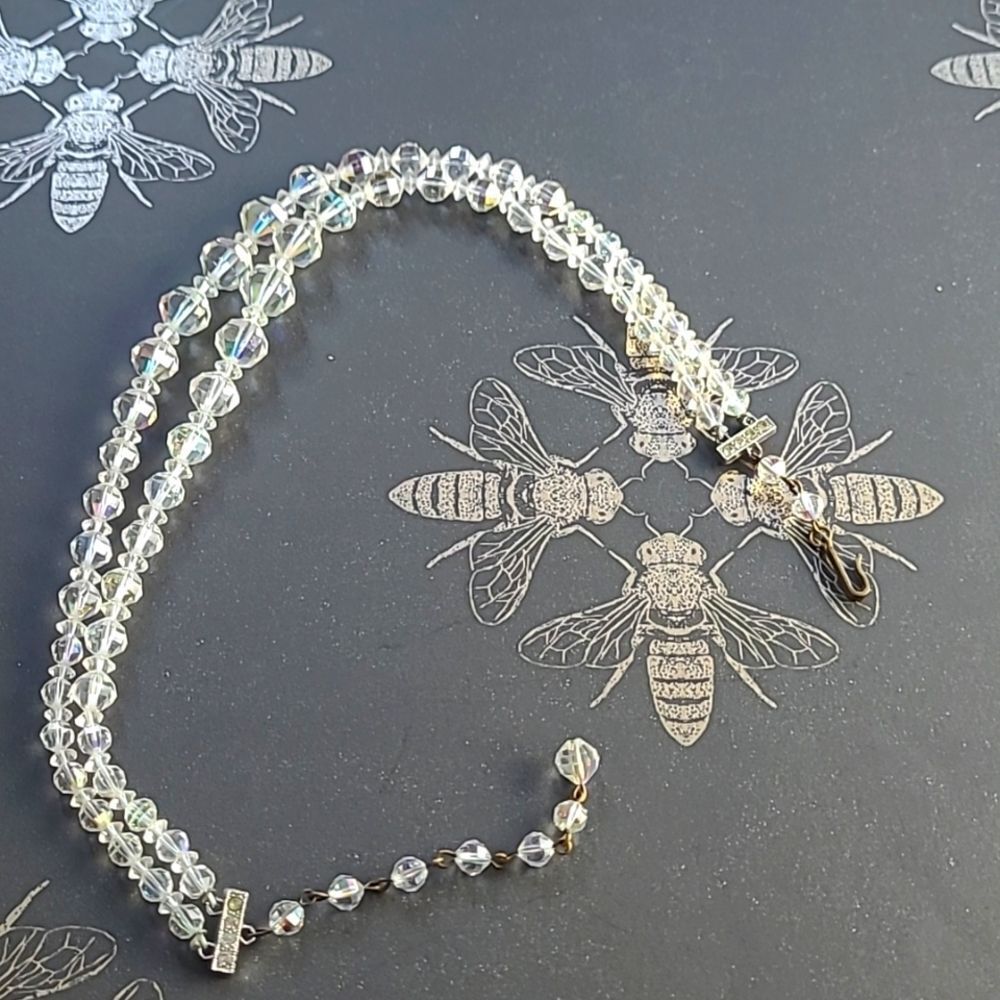 Laguna Vintage 50s 60s Iridescent Double Stranded Beaded Necklace